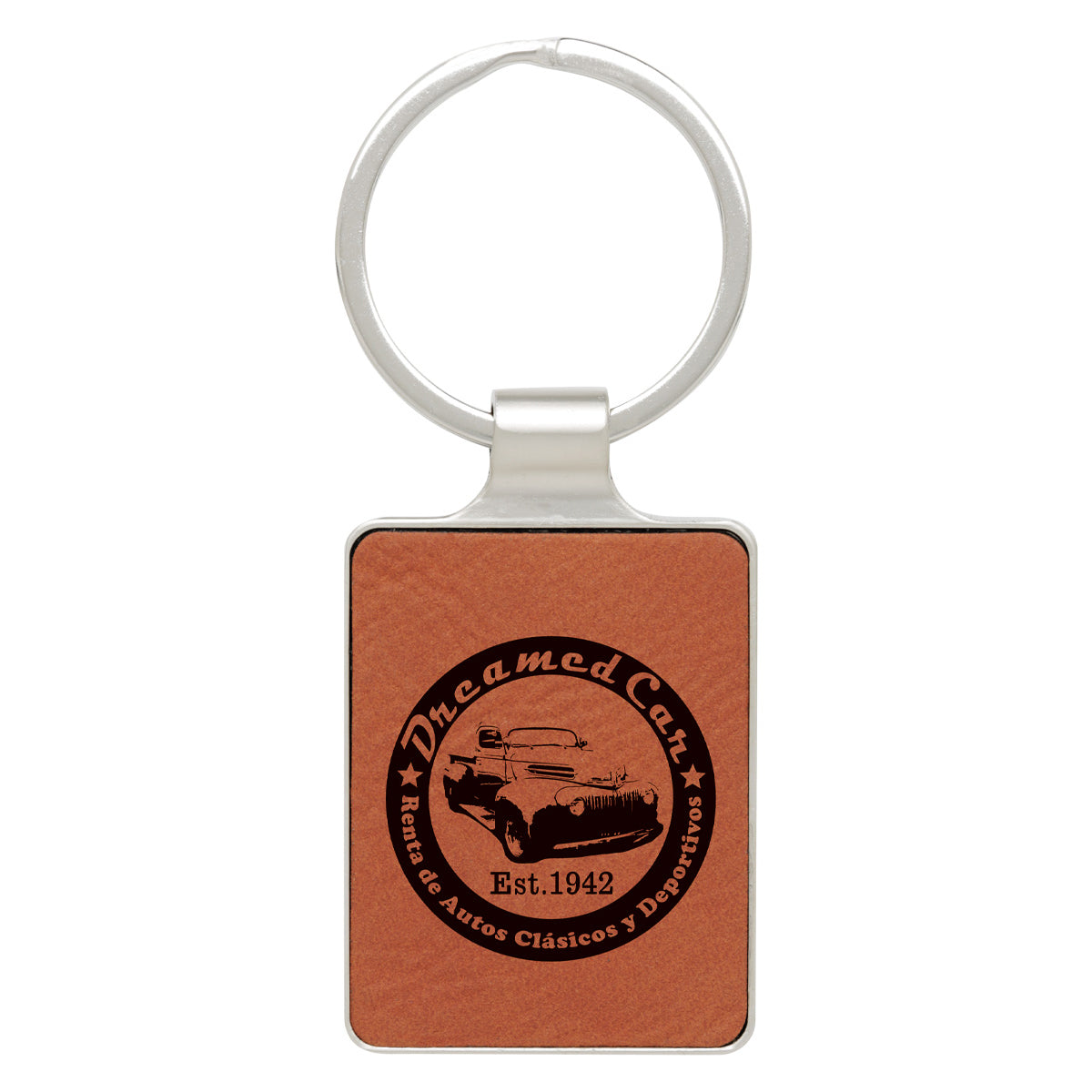 Leatherette Keychain - Rawhide with Chrome