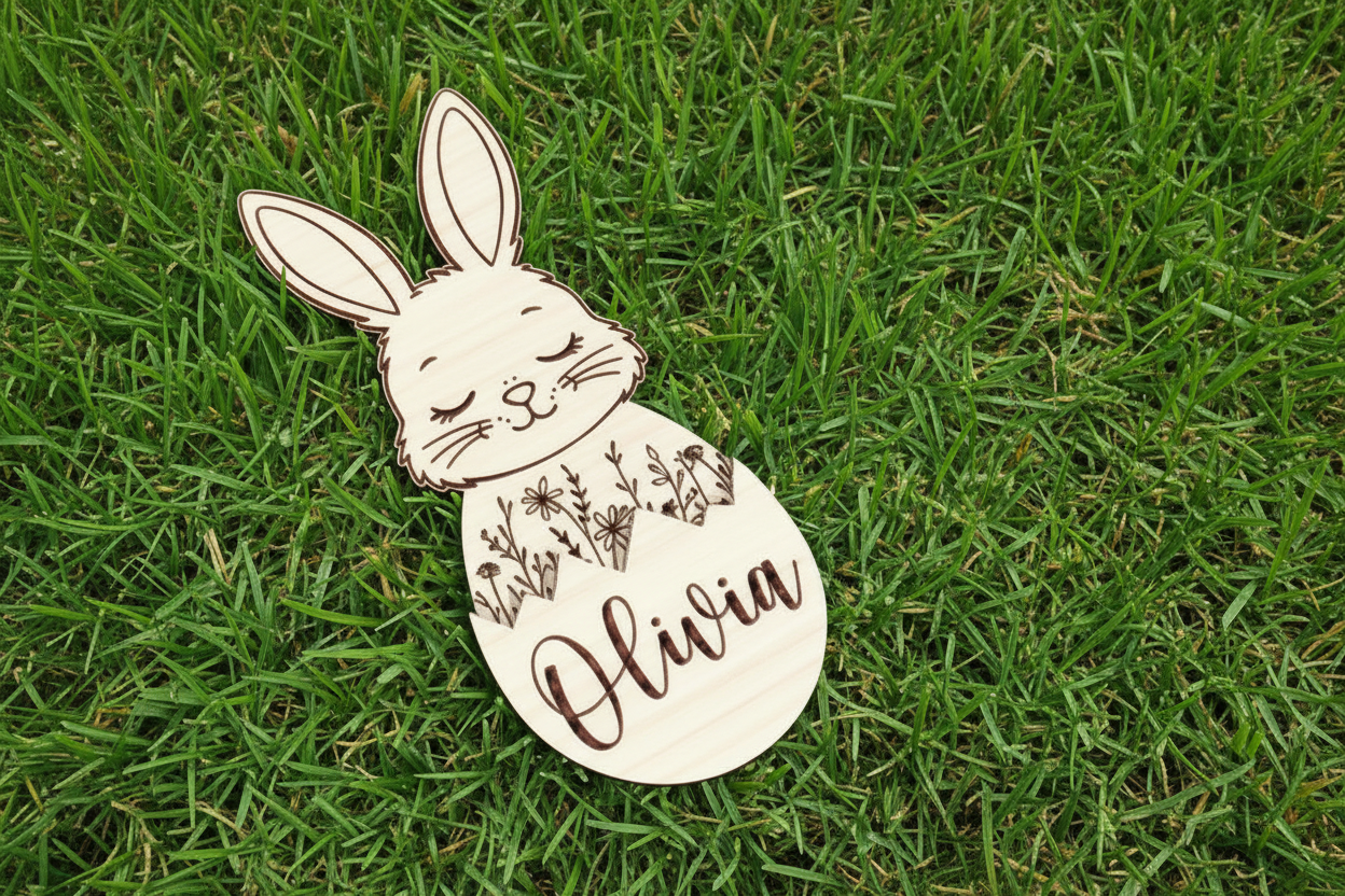 Personalized Easter Bunny Egg Laser cut