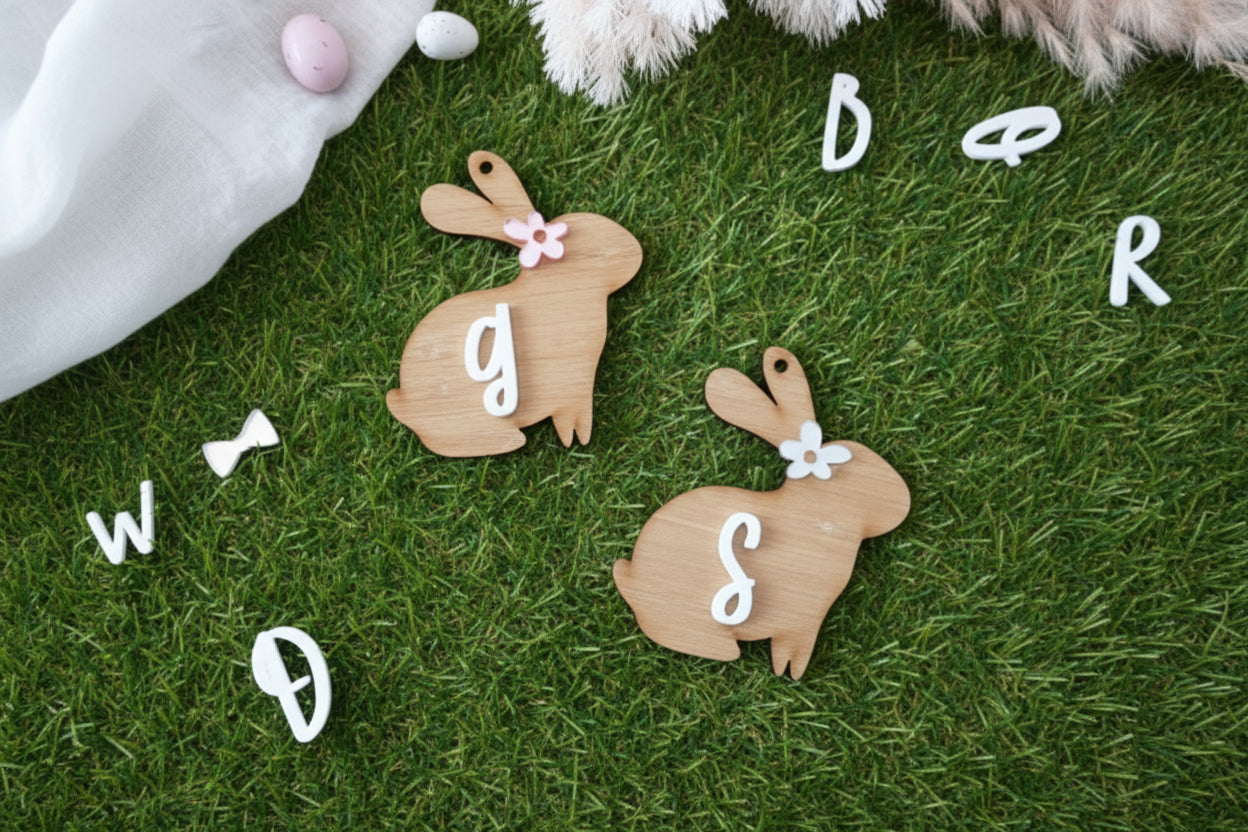 Bunny Letter Tag - Flower