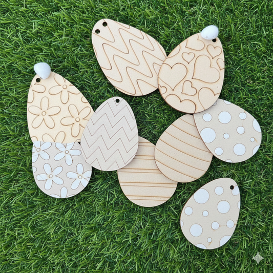 DIY Patterned Eggs - 5 pack Wooden Blanks